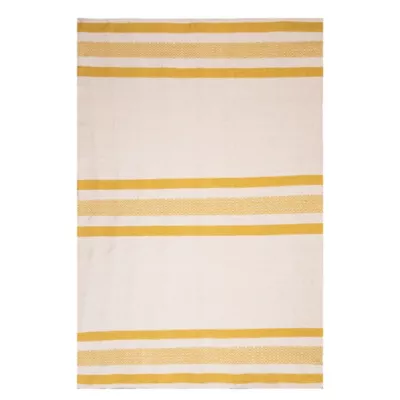 Tapis tissé 100% recyclé blanc et orange L.180 x l.120 cm Deco&co