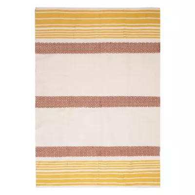 Tapis tissé 100% recyclé blanc et orange L.180 x l.120cm Deco&co