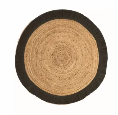 Tapis rond en toile de jute beige et noir ⌀120cm Deco&co