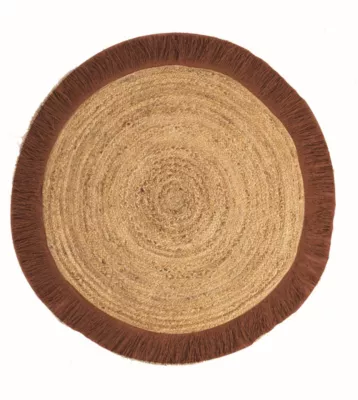 Tapis rond en toile de jute beige et terracotta ⌀120cm Deco&co