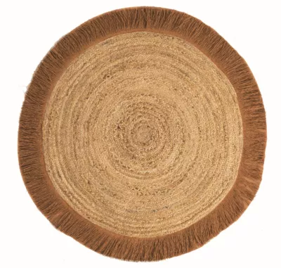 Tapis rond en toile de jute beige et marron ⌀120cm Deco&co