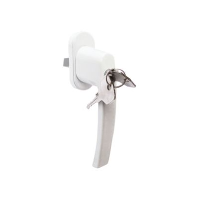 Poignée aluminium à clé blanc pour fenêtre L.125mm