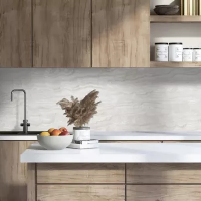 Crédence de cuisine effet marbre beige IDPanneaux L. 255 x H. 60 cm