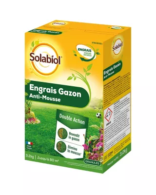 Engrais gazon antimousse Solabiol 80m²