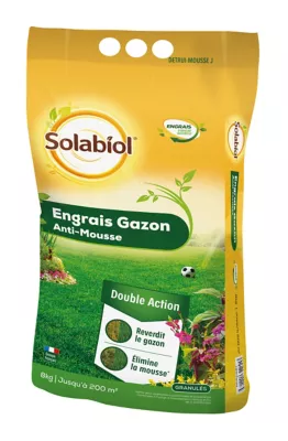 Engrais gazon antimousse Solabiol 200m²