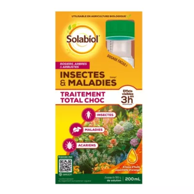 Traitement anti-insectes et maladies pour rosiers, arbres et arbustes Solabiol 200ml
