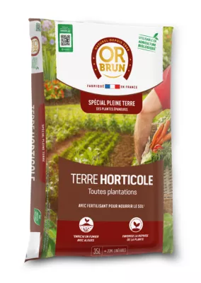 Terreau horticole sans tourbe toutes plantations 35L Or Brun