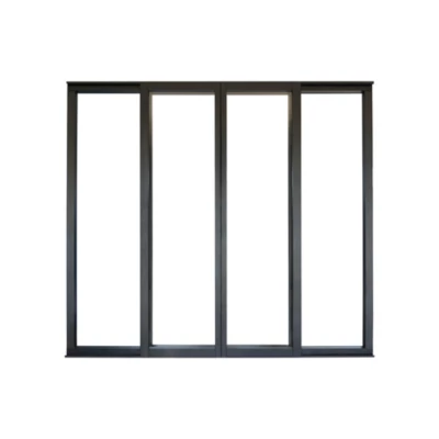 Verrière coulissante 4 carreaux transparents, coloris noir mat H108 x l.123cm