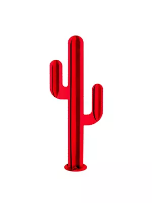 Cactus 3 branches décoratif rouge en métal H. 170 cm