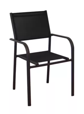 Fauteuil de jardin Proloisirs Duca en aluminium - Coloris châssis graphite, assise noire - Hauteur 87 cm