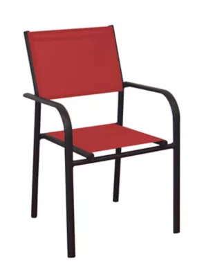 Fauteuil de jardin Proloisirs Duca en aluminium - Coloris châssis graphite, toile rouge - Hauteur 87 cm