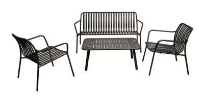 Salon de jardin lounge en aluminium Gris BITTI