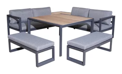 Ensemble détente et repas Royan 6/8 Personnes coloris Gris Proloisirs