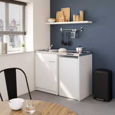 Kitchenette complète électrique blanc H.96,5 x l.120 cm