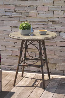 Table de jardin Ushuaia en aluminium coloris marron Ø.70 x H.74 cm - DCB GARDEN