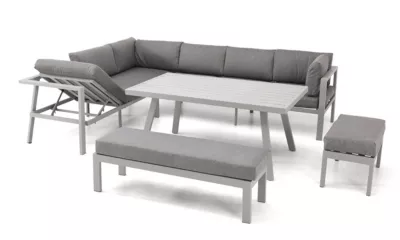 Ensemble repas de jardin Antalya DCB Garden aluminium gris 9 personnes