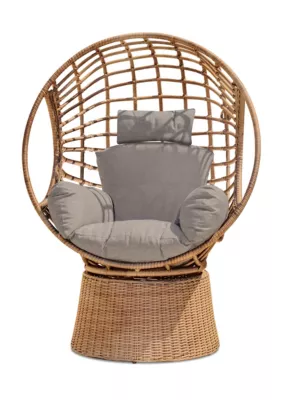 Balancelle de jardin Borabora Paris Garden résine tressée marron L 110 x l 87 x H 153 cm