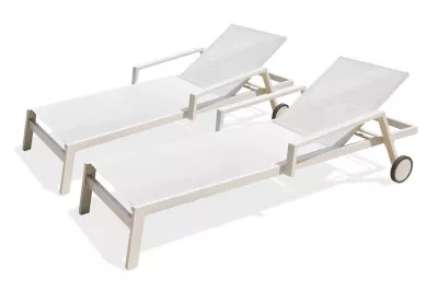 Bain de soleil Ibiza aluminium blanc L.210 cm Paris Garden (lot de 2)