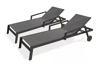 Bain de soleil Ibiza aluminium gris anthracite L.210 cm Paris Garden (lot de 2)