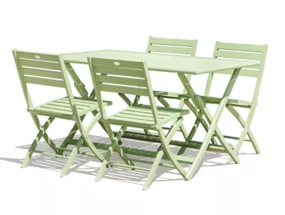 Ensemble table et 4 chaises de jardin Marius aluminium vert lagune City Garden