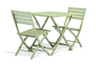 Ensemble table et 2 chaises de jardin Marius aluminium vert lagune City Garden