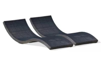 Bain de soleil Cancun résine tressée noir L.190 cm DCB Garden (lot de 2)