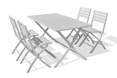 Ensemble table et 4 chaises de jardin Marius aluminium gris City Garden
