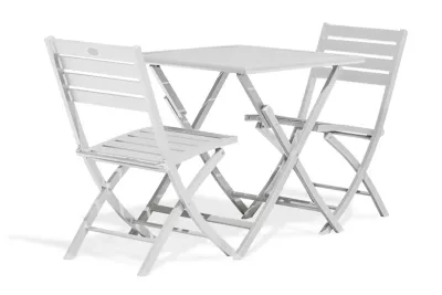 Ensemble table et 2 chaises de jardin Marius aluminium gris City Garden
