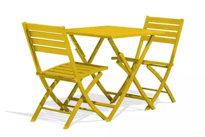 Ensemble table et 2 chaises de jardin Marius aluminium jaune moutarde City Garden