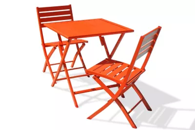 Ensemble table et 2 chaises de jardin Marius aluminium orange City Garden