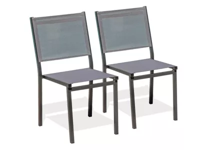Chaise de jardin Tolede aluminium gris H.87 cm DCB Garden (lot de 2)