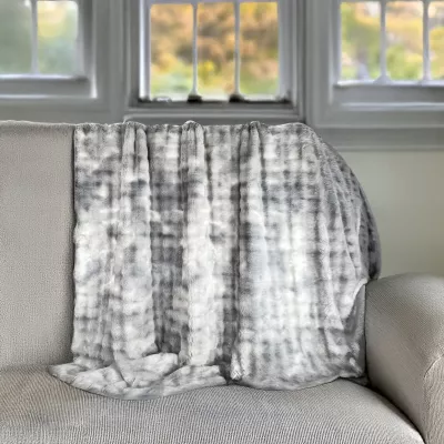 Plaid imitation fourrure gris moiré L.150 x l.130 cm