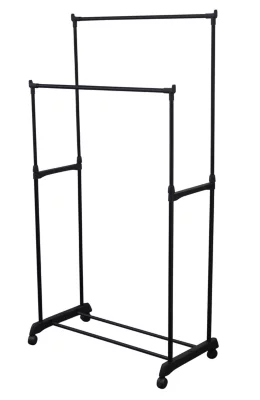 Portant double extensible H. 160 cm x L. 81 cm plastique noir