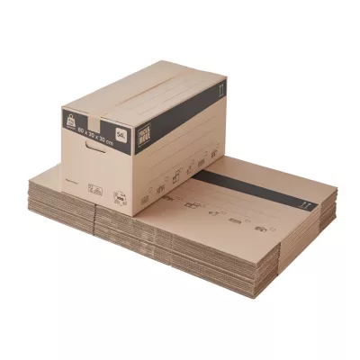 Carton déménagement livre avec poignées H. 30 x L. 60 x l. 30 cm, capacité 54 L Pack and Move vendu par 20 pièces