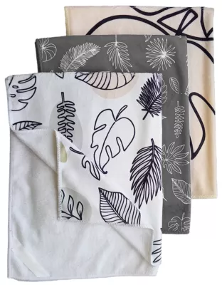3 torchons ultra obsorbants Torchongenio motifs beige, gris, blanc BestOfTV