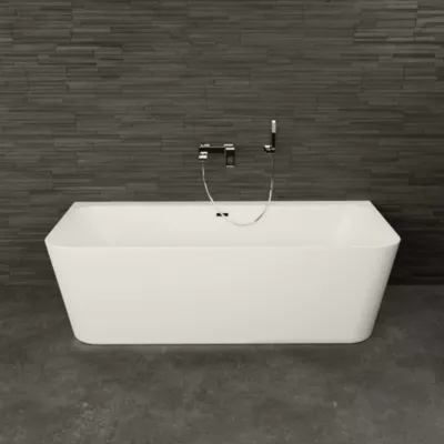 Baignoire semi-îlot murale Mint 180, blanc, 180x81 cm, by Spalina