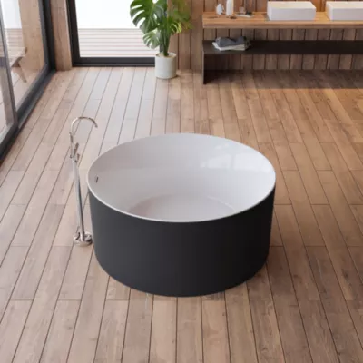 Baignoire îlot ronde Loom 2.0,noir mat, 130x130 cm, by Spalina