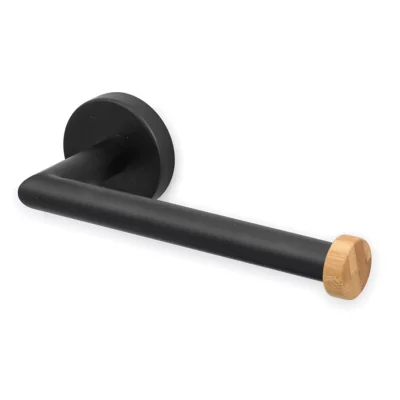 Dérouleur papier toilette acier noir mat et bambou MSV Iana
