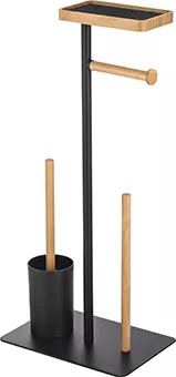 Serviteur WC MSV Spirella Teiki noir et bambou