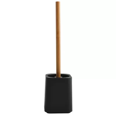 Brosse WC et support MSV Spirella Kamla corps polyrésine et manche en bambou coloris noir