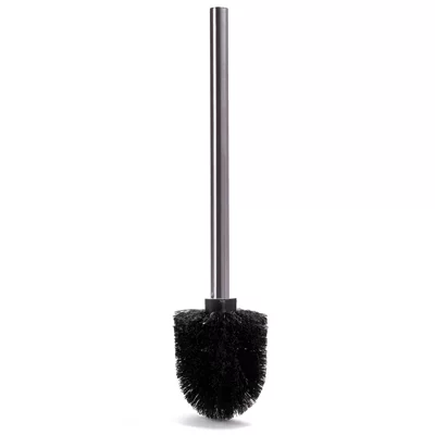 Brosse WC manche acier inoxydable brosse noire H.32 cm