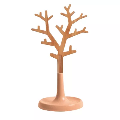 Porte-bijoux forme arbre coloris corail et bambou, l.13,8 x 29,8 cm, MSV Oslo