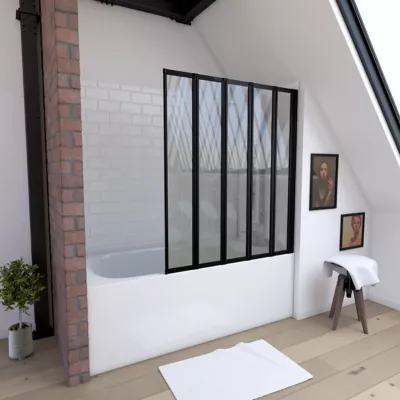 Pare baignoire Five 5 volets pivotants noir 143 x 125cm Galedo