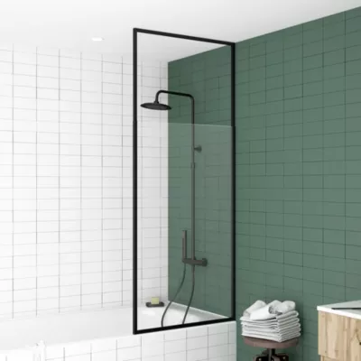 Pare-baignoire extensible 75 x 153/202 cm noir mat Galedo