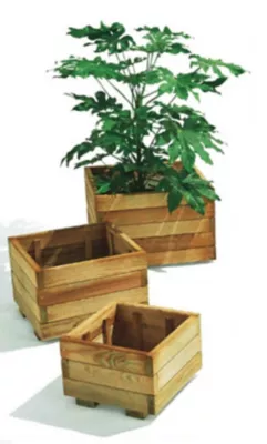 Lot de 3 bacs carrés bois