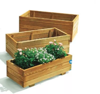 Lot de 3 bacs rectangles bois