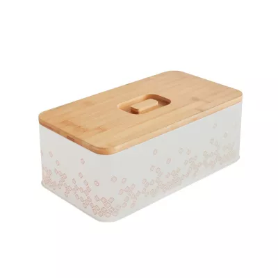 Boîte à pain blanche avec couvercle en bambou Bohémia Box & Beyond