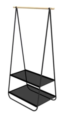 Portant simple avec 2 étagères Trendy H. 171 cm x L. 55 cm noir