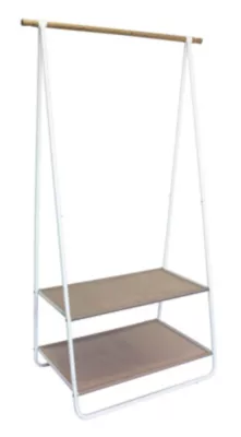 Portant simple avec 2 étagères Trendy H. 171 cm x L. 55 cm blanc et taupe