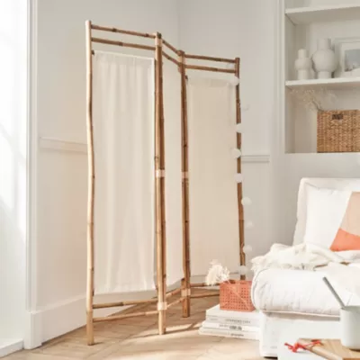 Paravent pliable en bambou et toile en polycoton Box & Beyon 3 pans